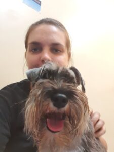 A happy selfie in the vets office after a force free fear free procedure